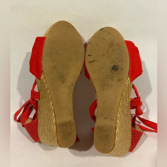 Viscata Barcelona Tamariu Red Canvas Wedge Espadrille Strappy Sandals - Picture 7 of 13